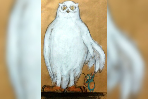 HIBOU BLANC ET SOURIS BLEUE