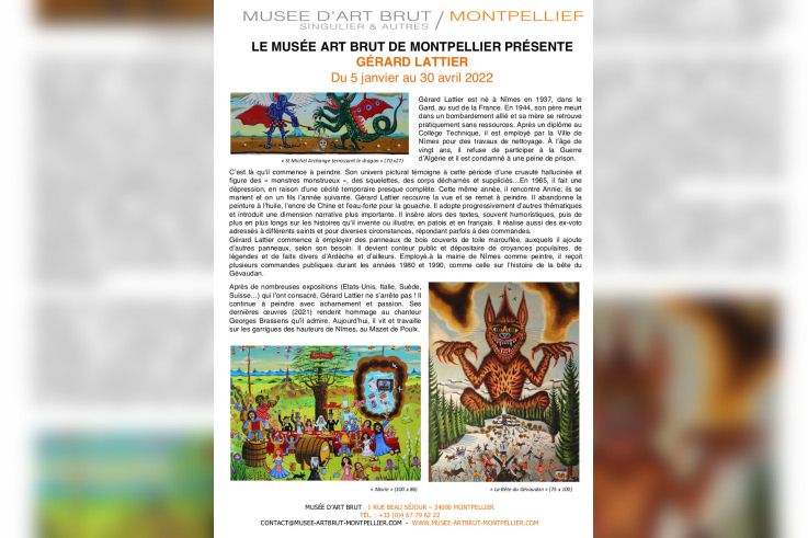 Exposition Gérard Lattier au Musée d'Art Brut de Montpellier