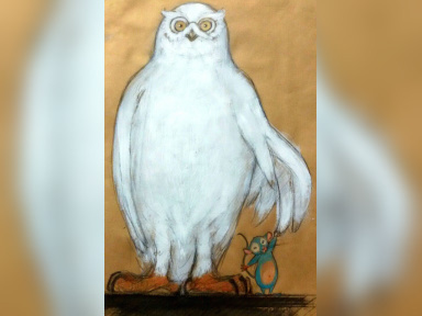 HIBOU BLANC ET SOURIS BLEUE