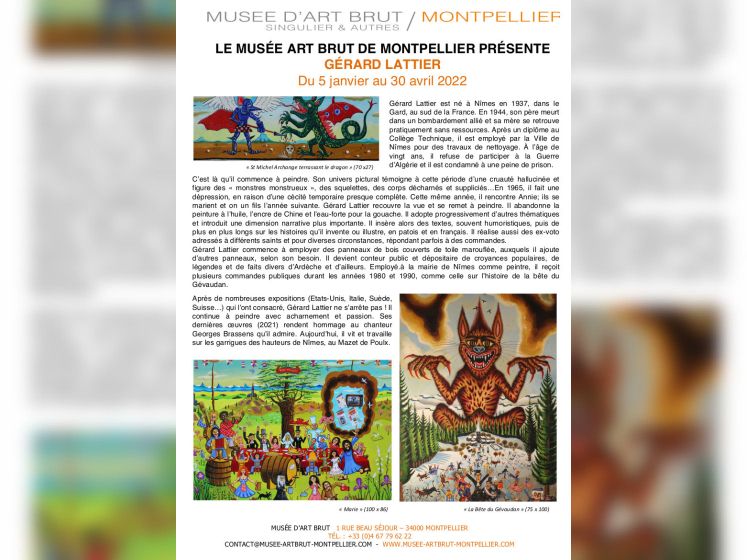 Exposition Gérard Lattier au Musée d'Art Brut de Montpellier